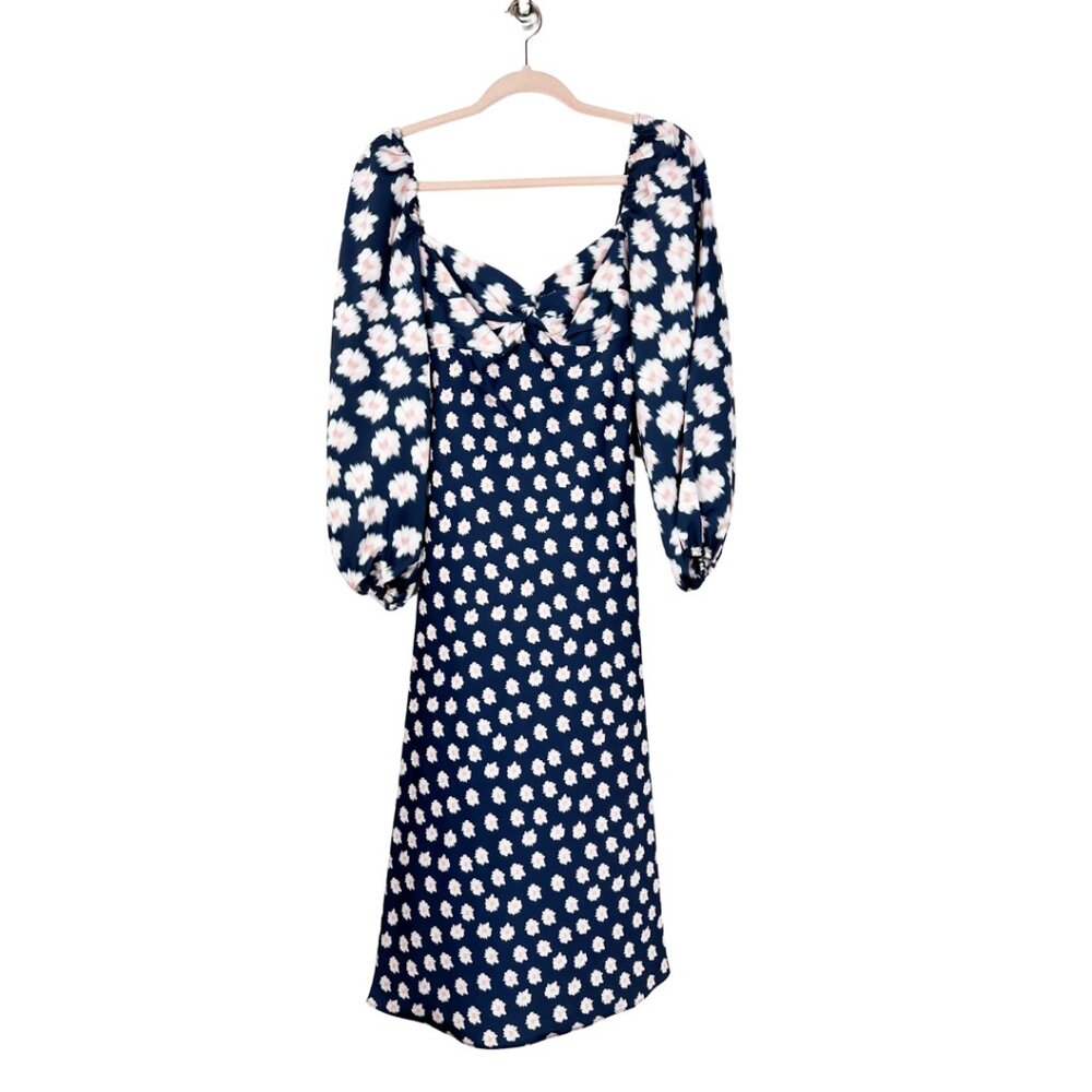 NWT SACHIN + BABI Melody Dress Ikat Blue/ Pink Midi Casual Cutout Puff Sleeve 2 - Picture 4 of 14